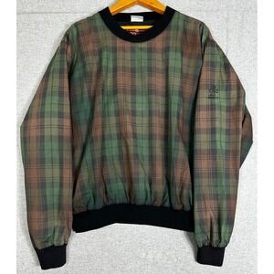 ProQuip Golf Windshirt Jacket Mens XL‎ Green Brown Plaid Pullover Pockets